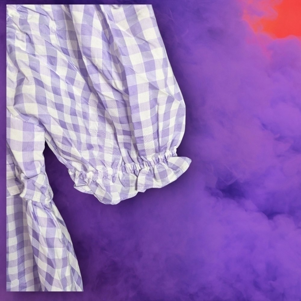 🤩 NWT Buddy Love Purple Gingham Mini Dress Size Small - Picture 6 of 13